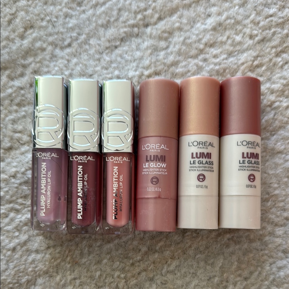 L'Oreal Lumi Le Glow and Plump Ambition Lip Set - Pink and Cream